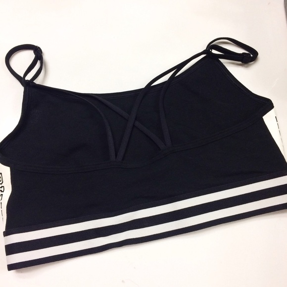 VS Pink Black Cotton Varsity Lounge Strappy Bralette Bra - Picture 3 of 3